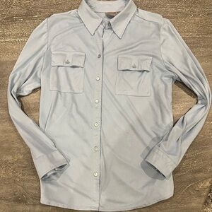 Chico's Size 1 Light Blue Soft Button Down Blouse